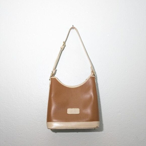 Dooney & Bourke Cabrio Cream Tan Perforated Detail Purse Shoulder Bag Tote - Picture 1 of 4